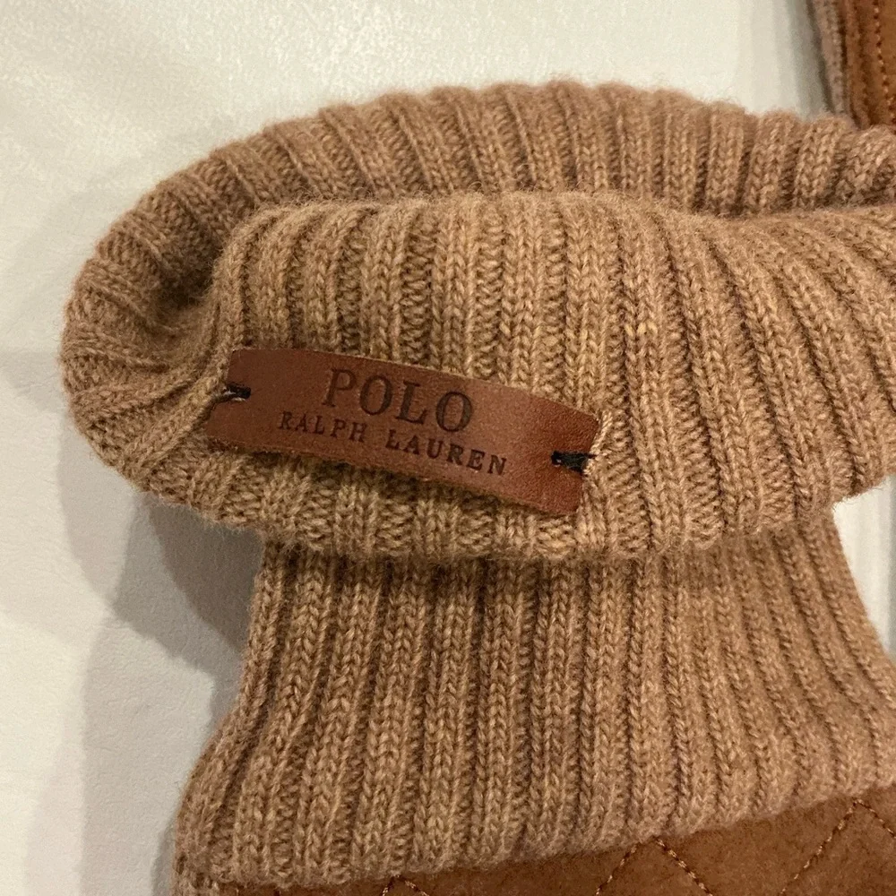 POLO Ralph Lauren Merino Wool Knit  Leather Suede Thinsulate Gloves Size L/XL